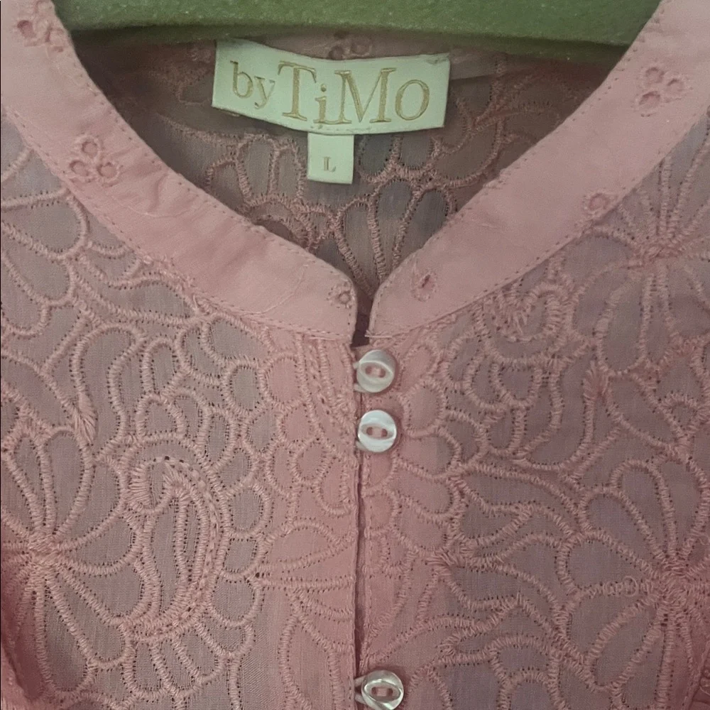 Pink Ruffled Blouse with Button Front - Picture 2 of 6